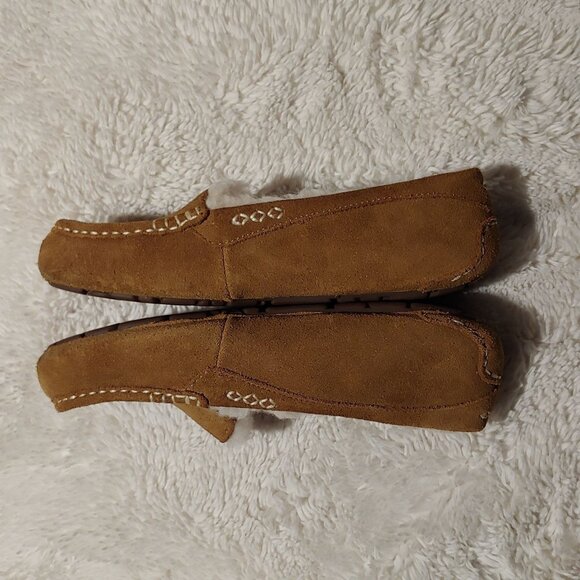 UGG Ansley Chestnut Suede Moccasin Slippers House Shoes Shearling lined Womens 9 - Picture 5 of 12